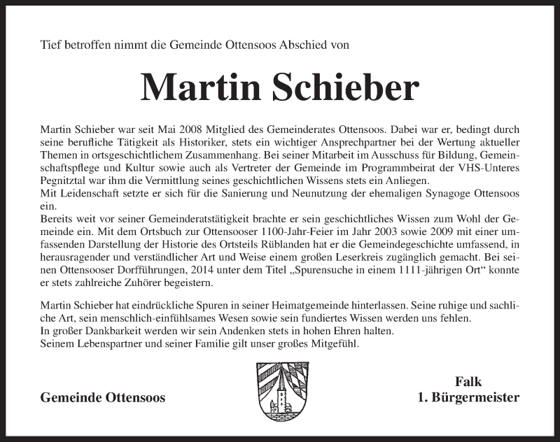  Traueranzeige für Martin Schieber vom 24.10.2014 aus Pegnitz-Zeitung
